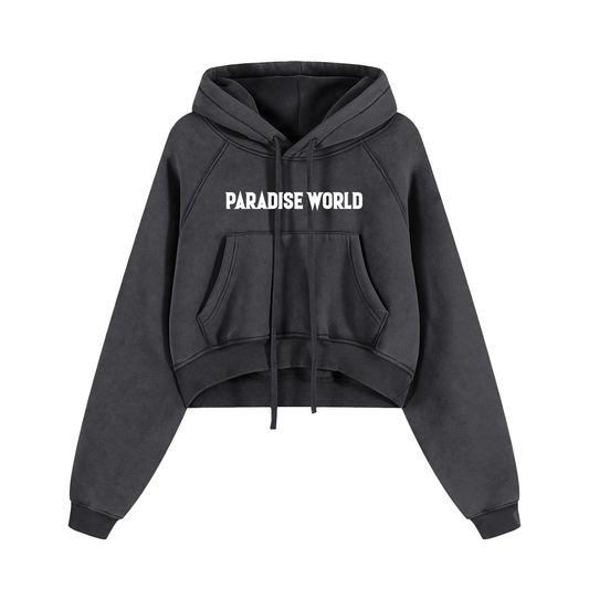 Paradise World Snow Washed Cropped Hoodie