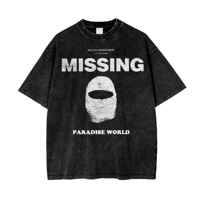 Paradise World Missing Acid Wash  Oversized T -Shirt