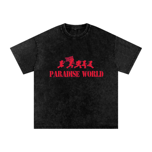Red Paradise Dream Acid Wash OVERSIZE T-Shirt