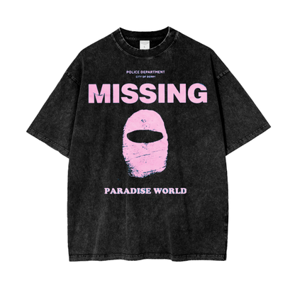 Pink Missing Paradise World Acid Wash Oversize T-Shirt